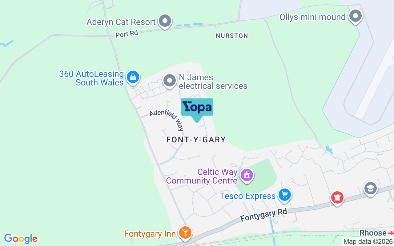Map showing the location of CF62 3ED