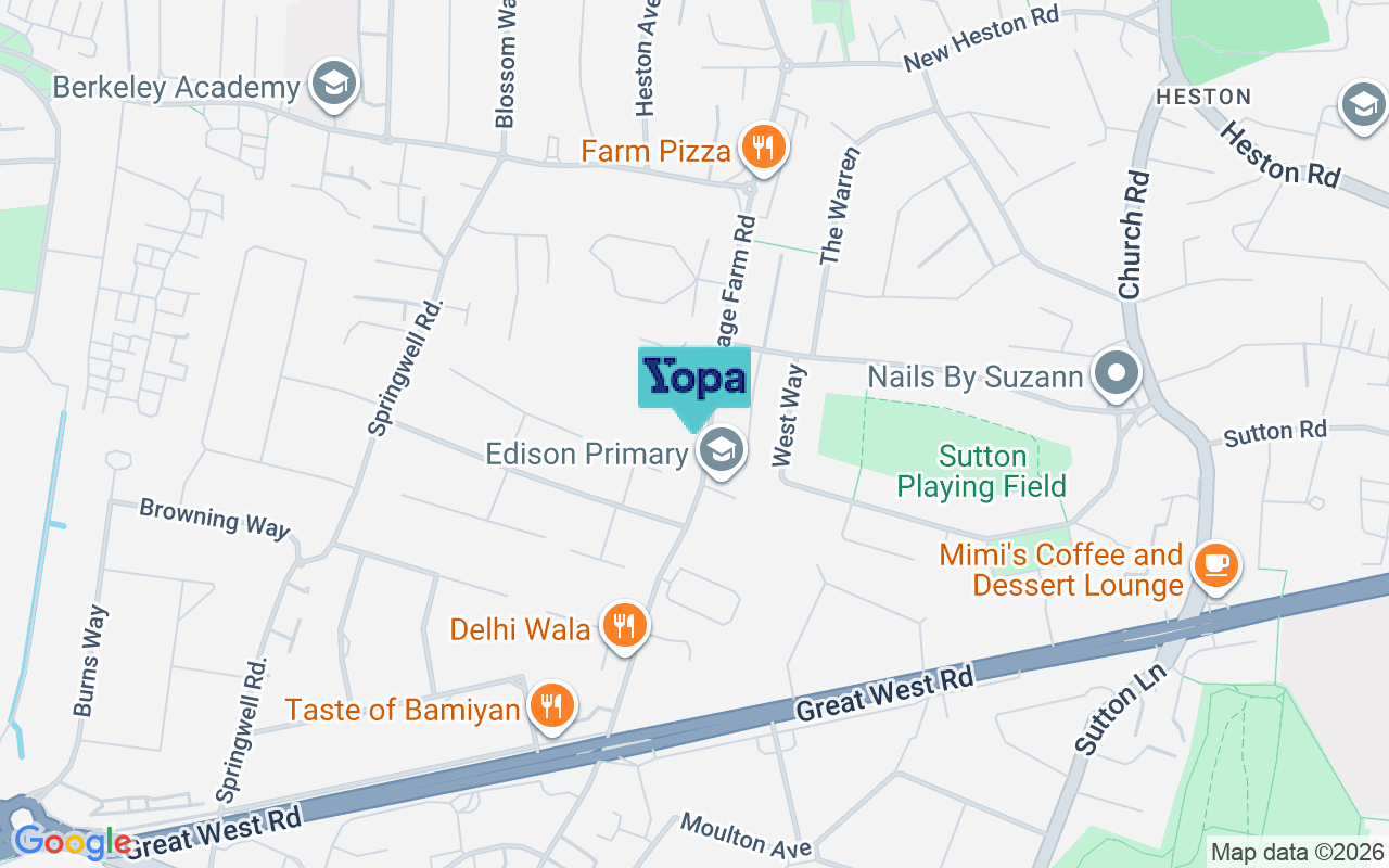 Map showing the location of TW5 0AG