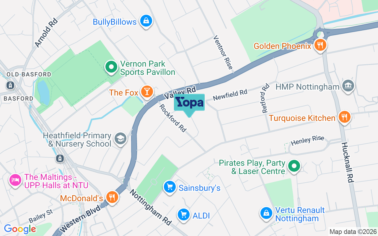 Map showing the location of NG5 1LA