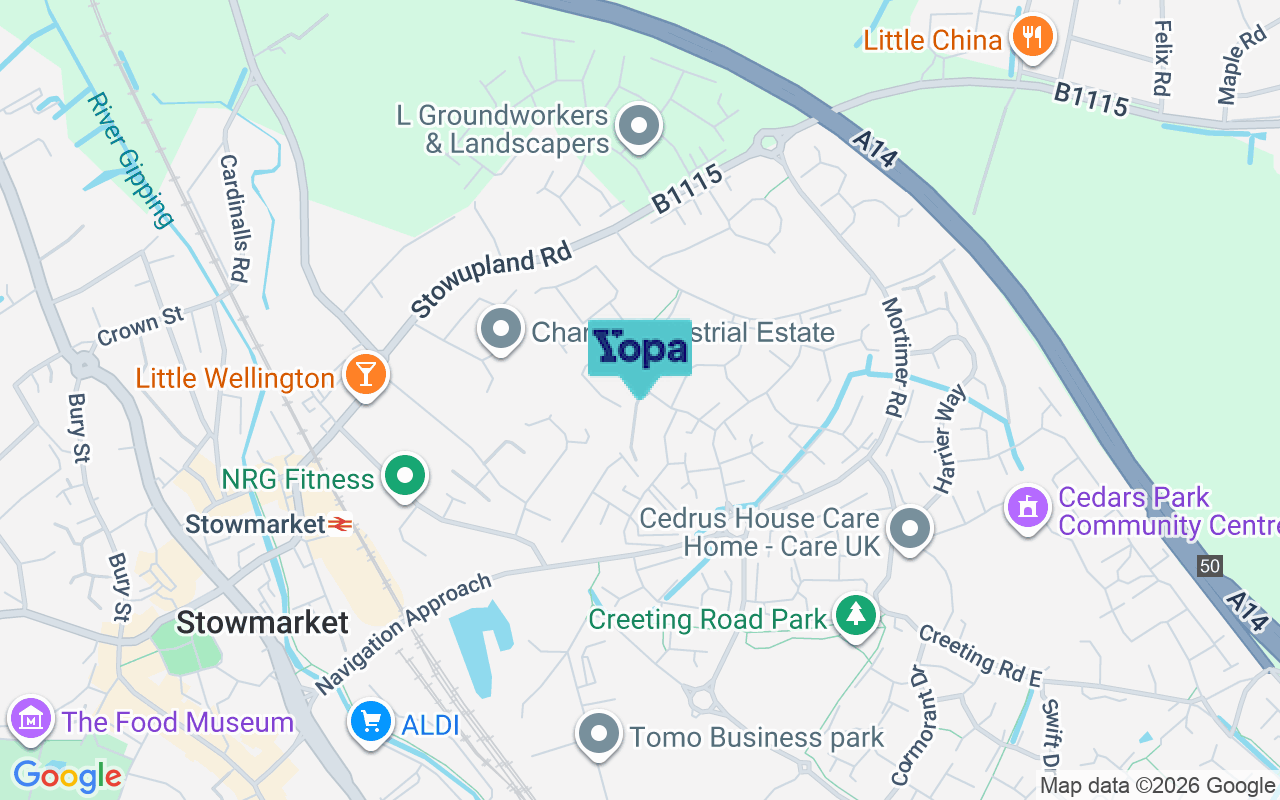 Map showing the location of IP14 5GH