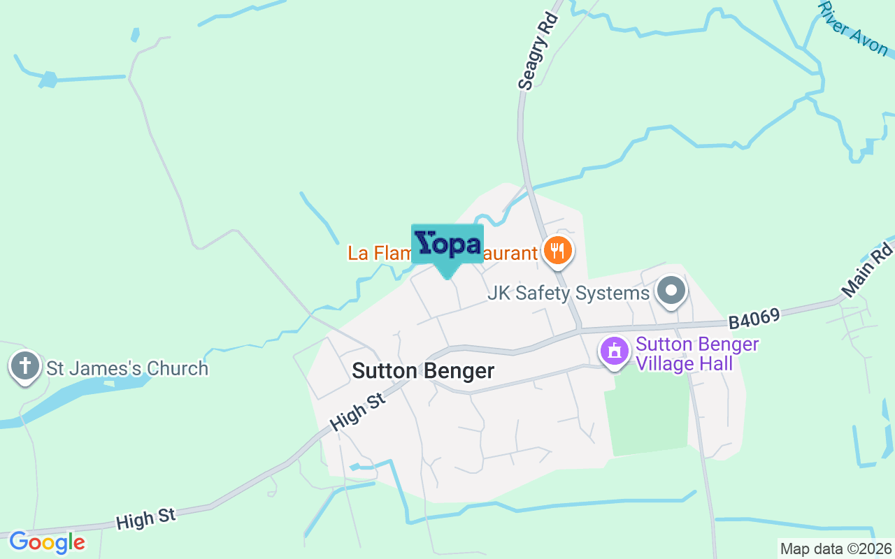 Map showing the location of SN15 4TX