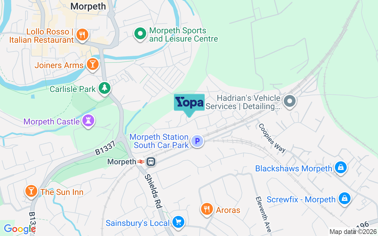 Map showing the location of NE61 1XD