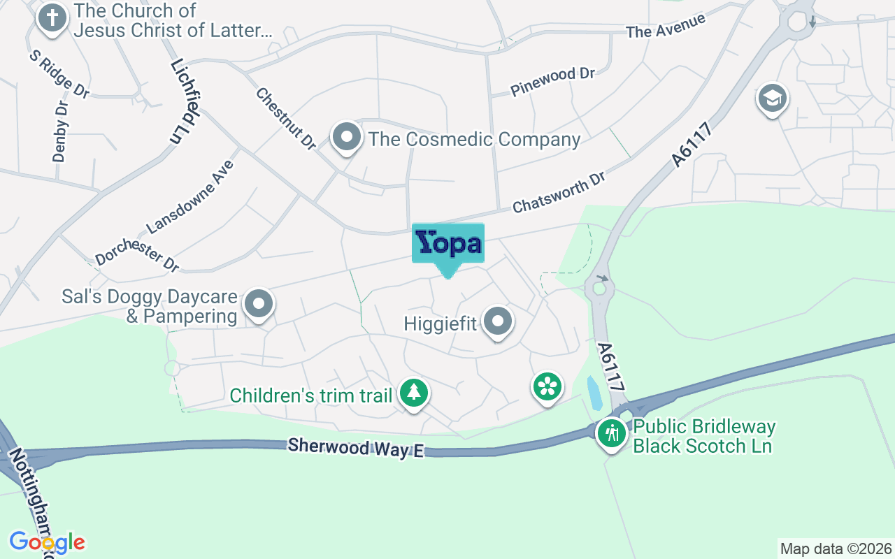 Map showing the location of NG18 6AT