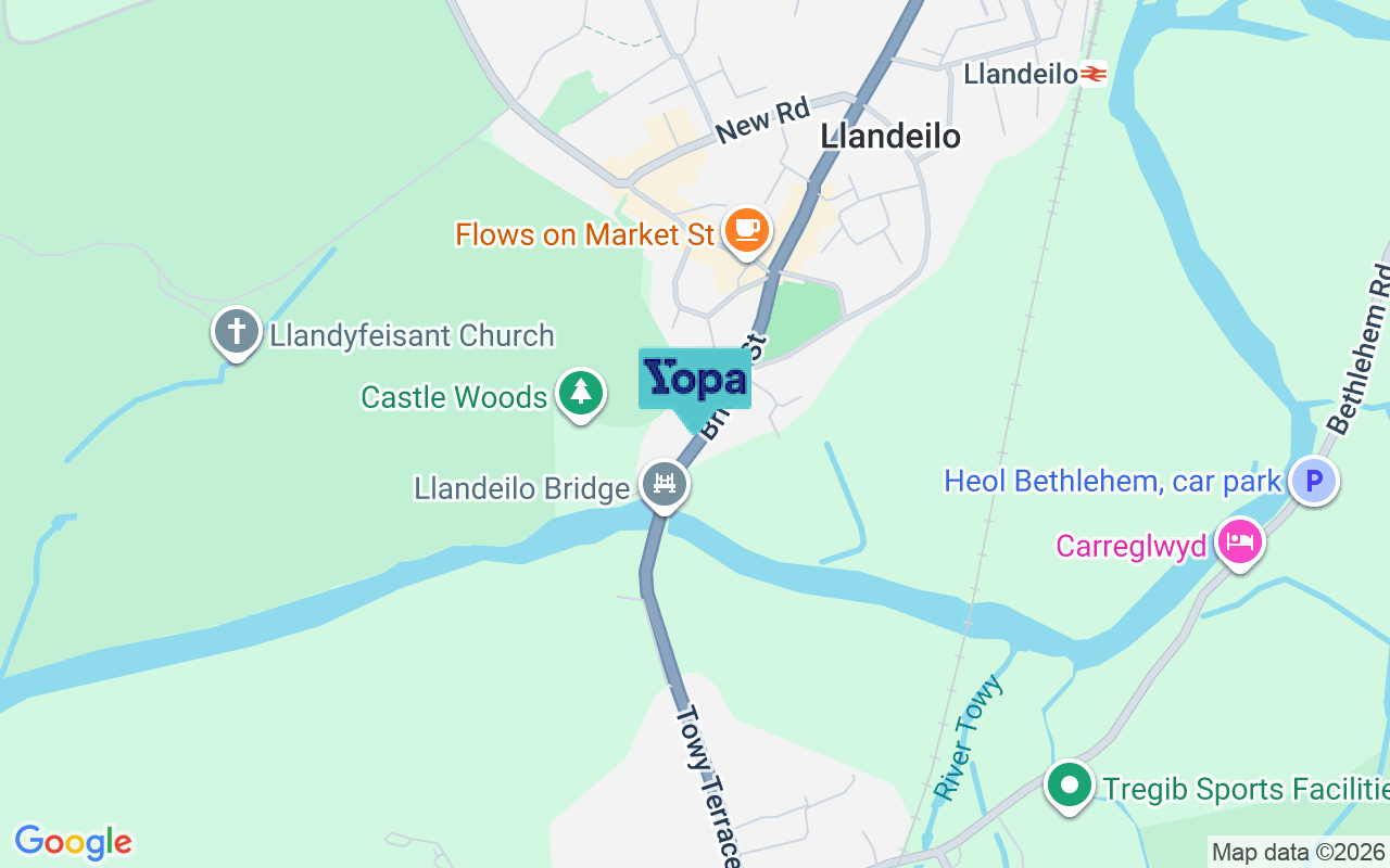 Map showing the location of SA19 6BN