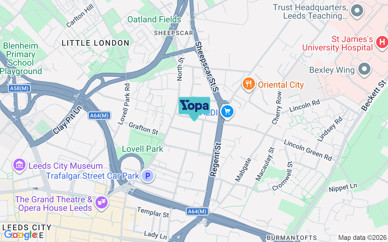 Map showing the location of LS7 1DL