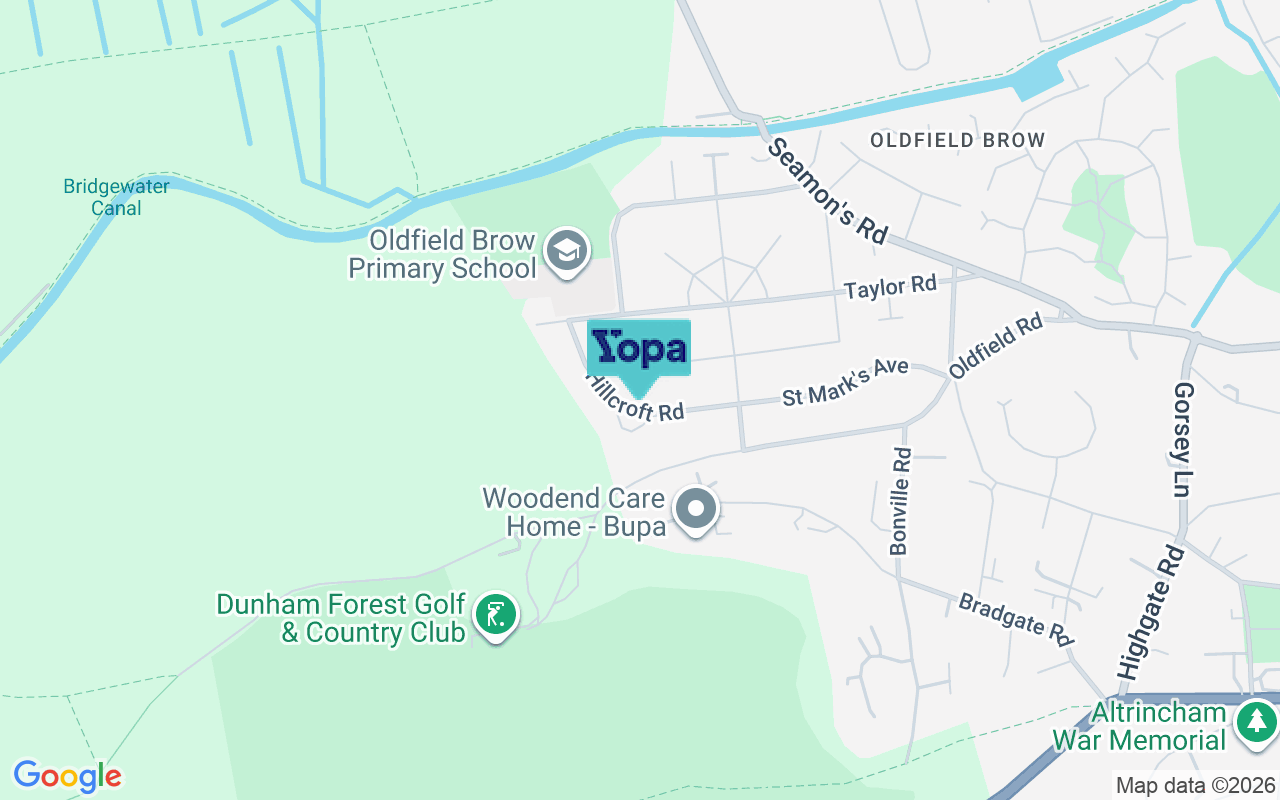 Map showing the location of WA14 4JE