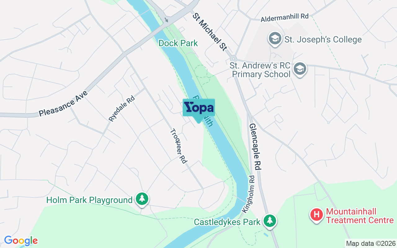 Map showing the location of DG2 7AY
