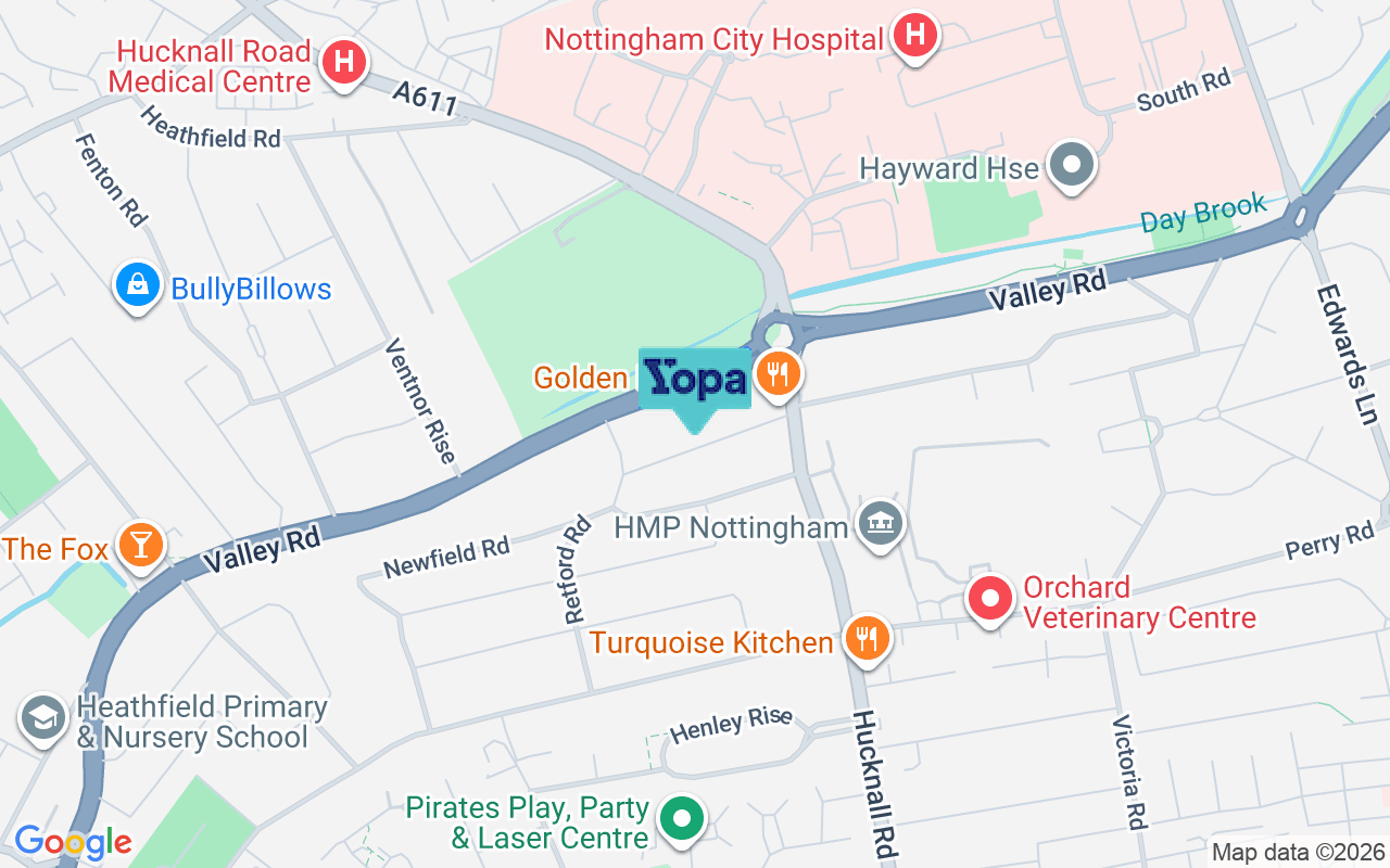 Map showing the location of NG5 1GA