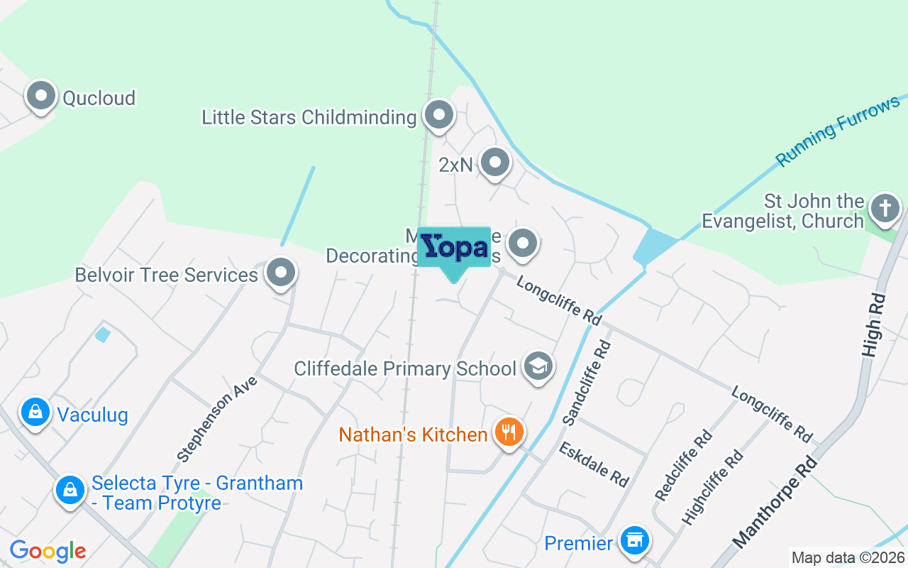 Map showing the location of NG31 8EY