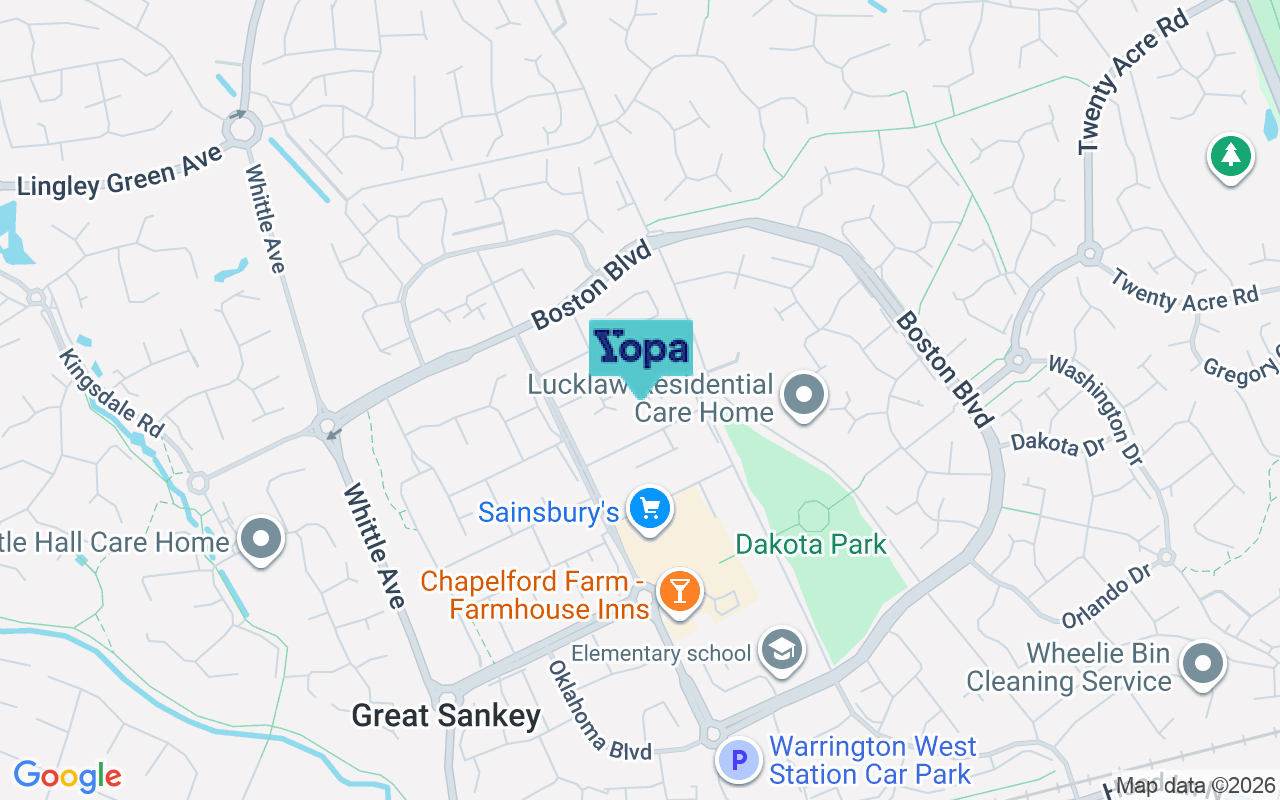 Map showing the location of WA5 8DU