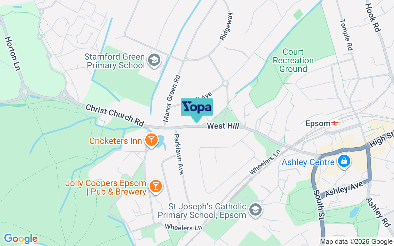 Map showing the location of KT19 8LF