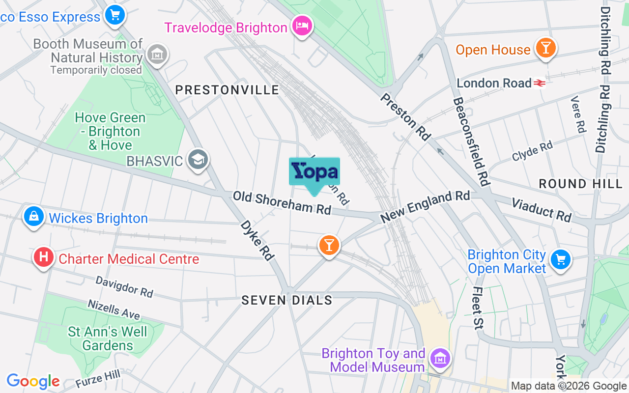 Map showing the location of BN1 5DD