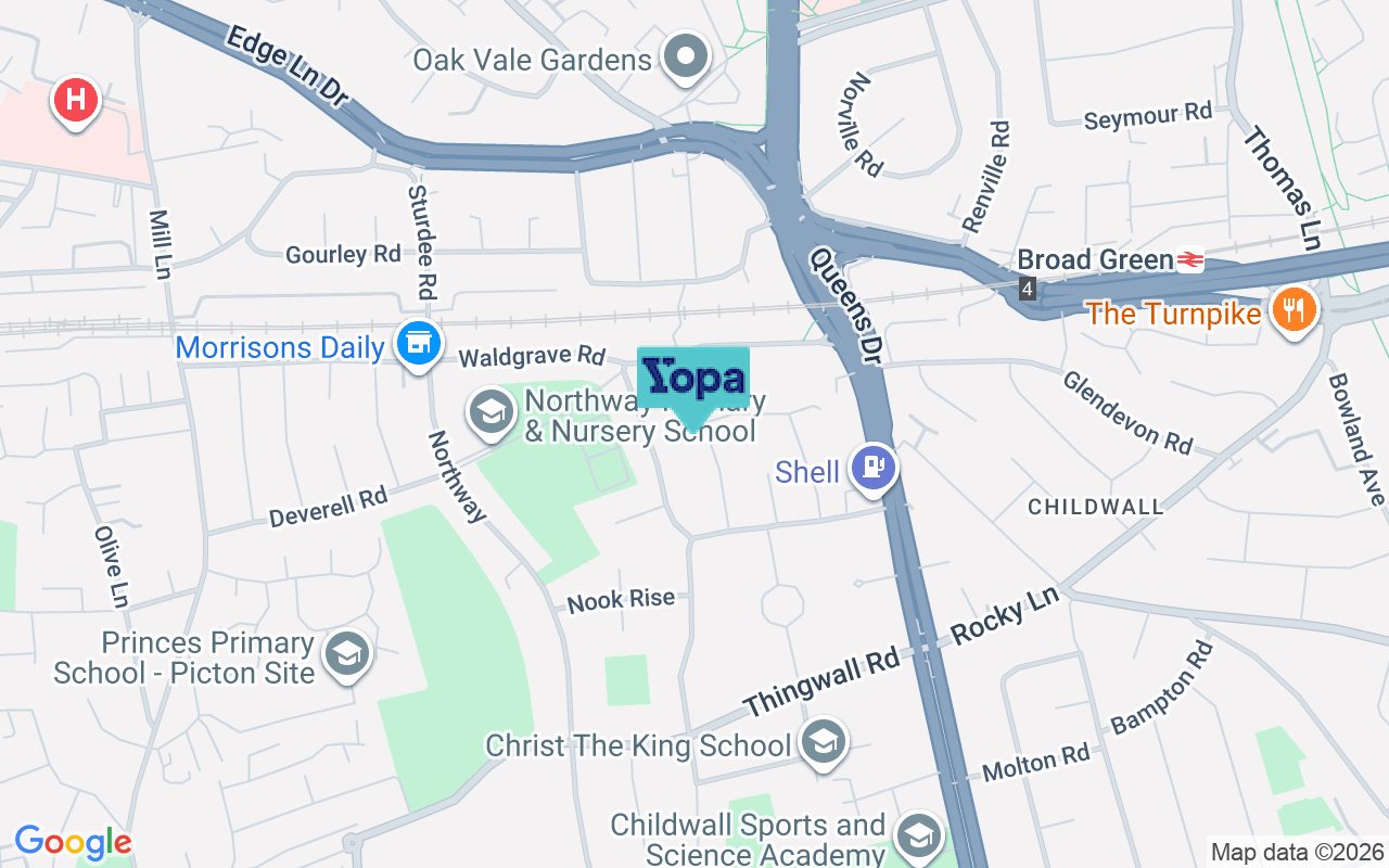 Map showing the location of L15 7LG