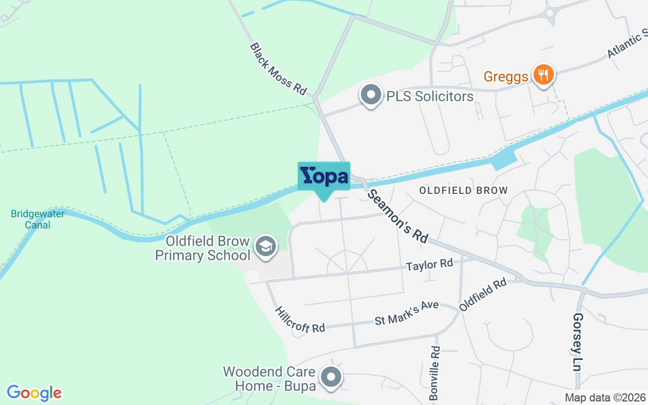 Map showing the location of WA14 4LG