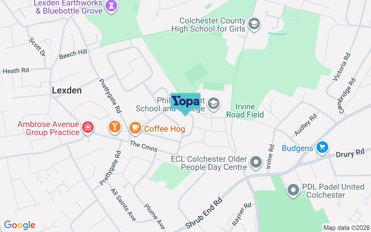 Map showing the location of CO3 4QN