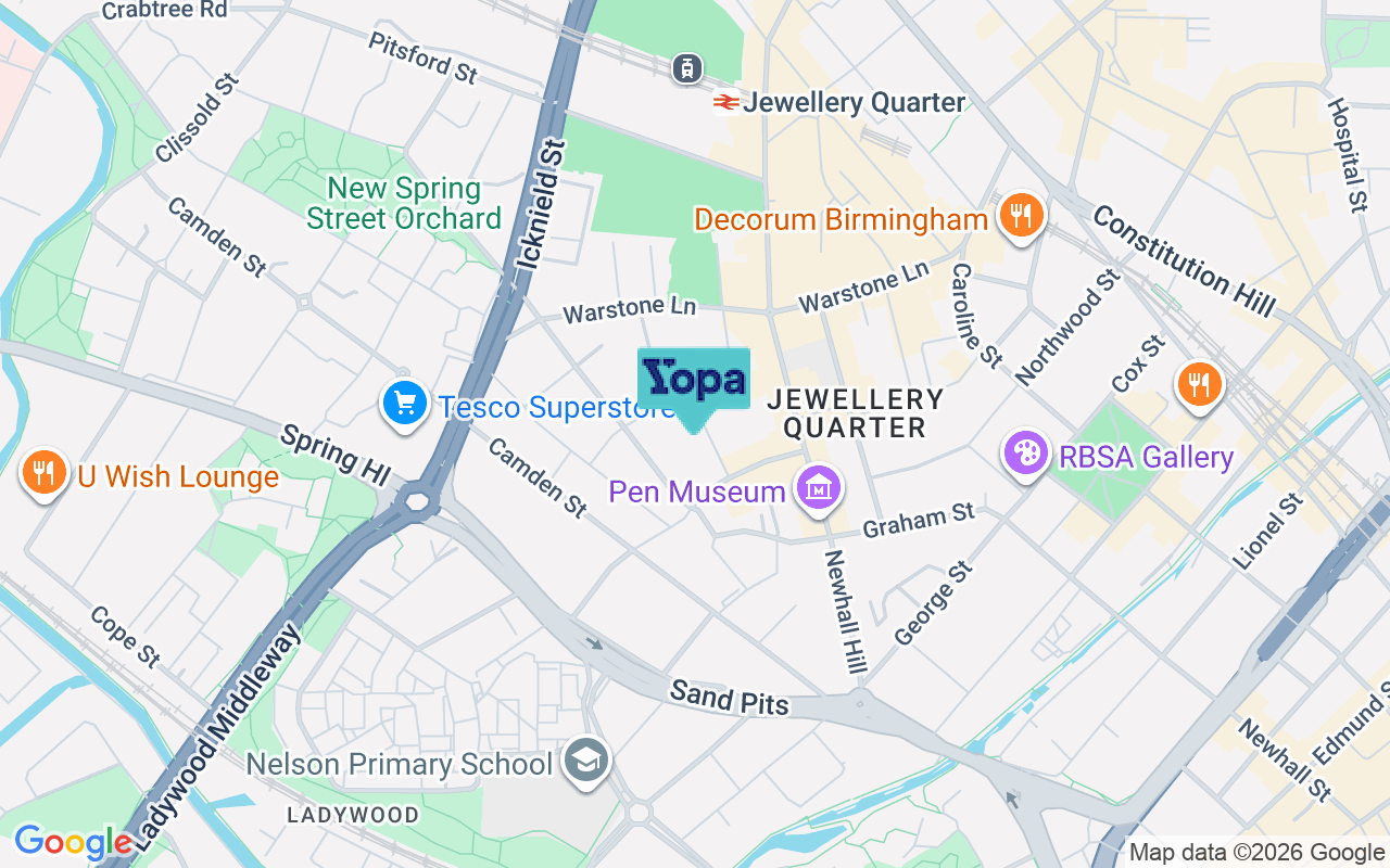 Map showing the location of B1 3AJ