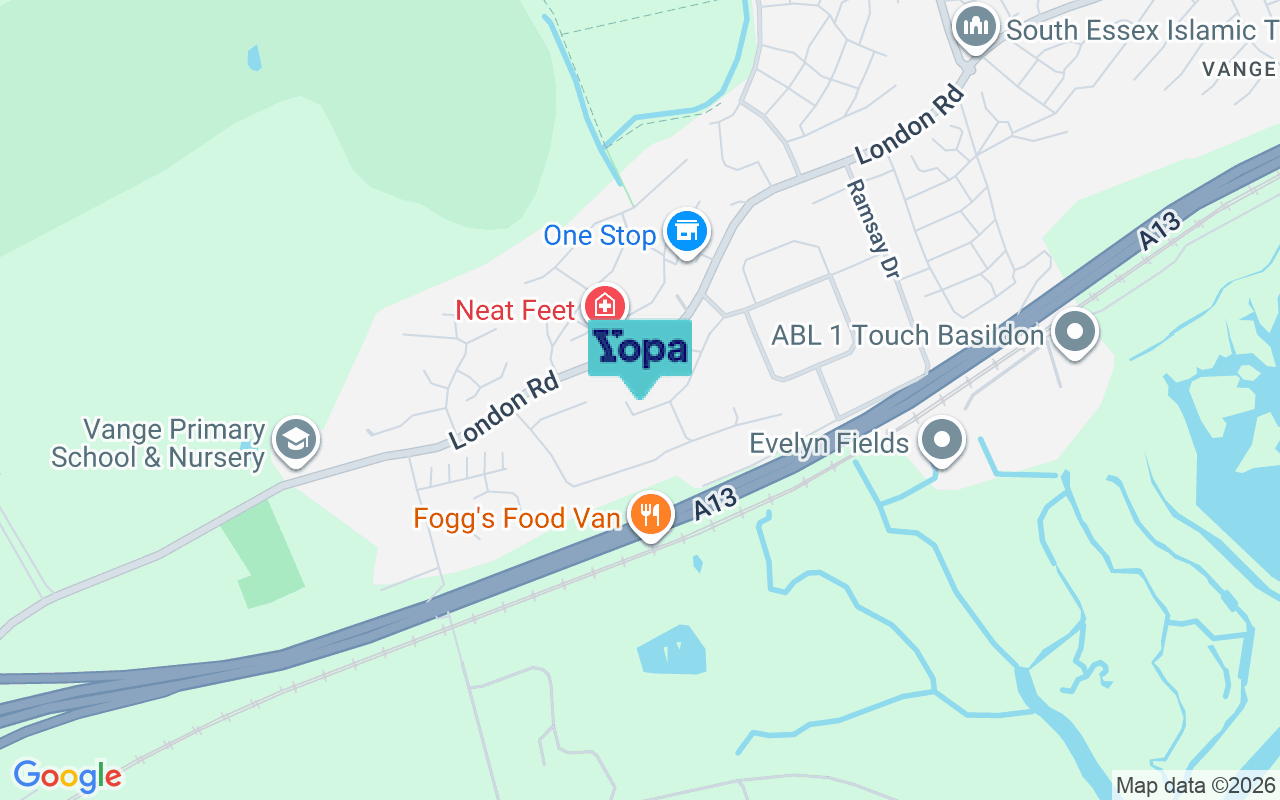Map showing the location of SS16 4SJ