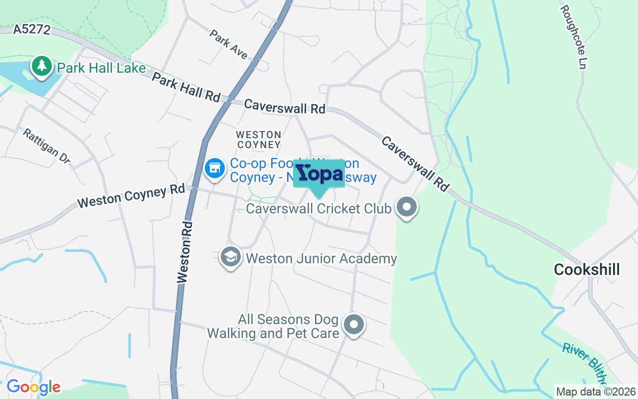 Map showing the location of ST3 6NH