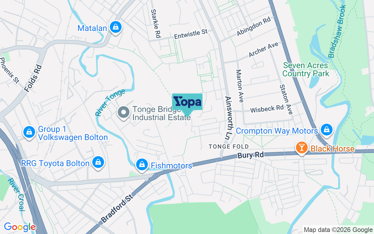 Map showing the location of BL2 2PL