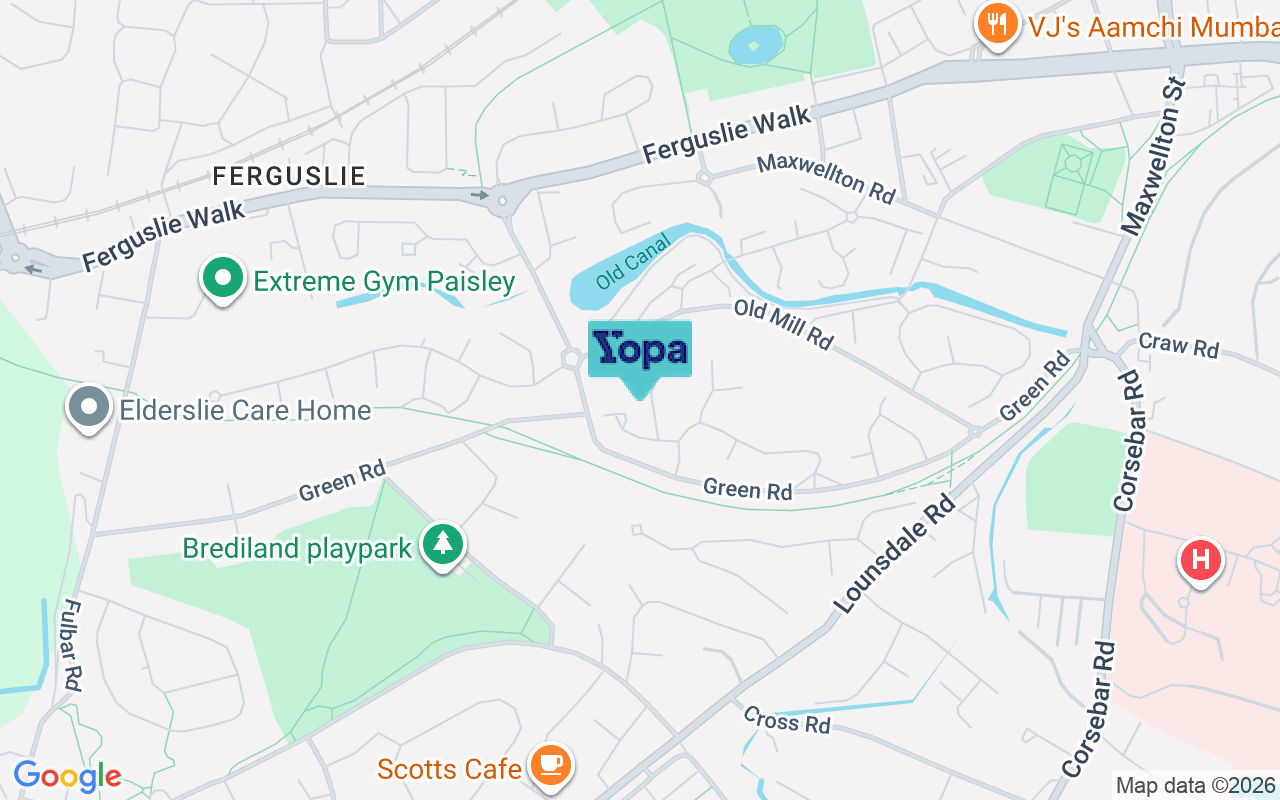 Map showing the location of PA2 9PG
