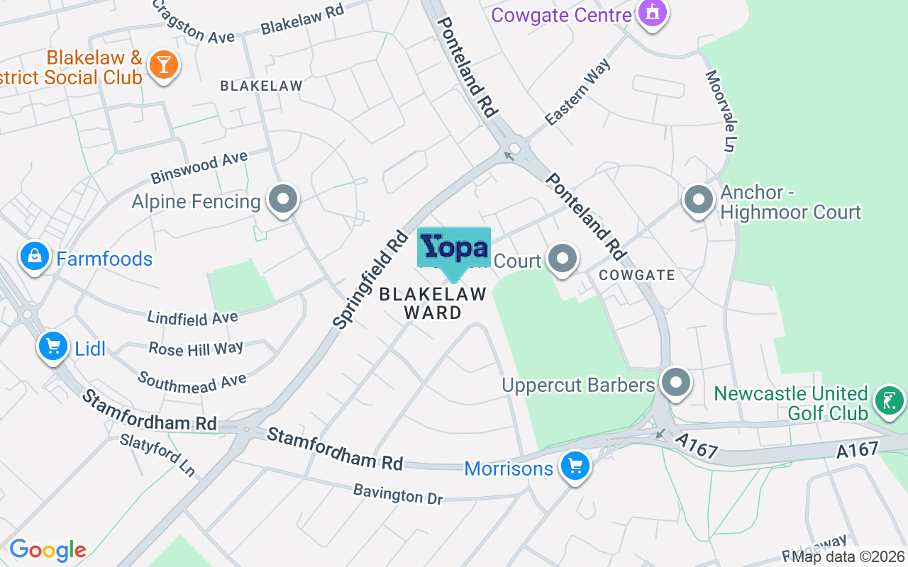 Map showing the location of NE5 3LD