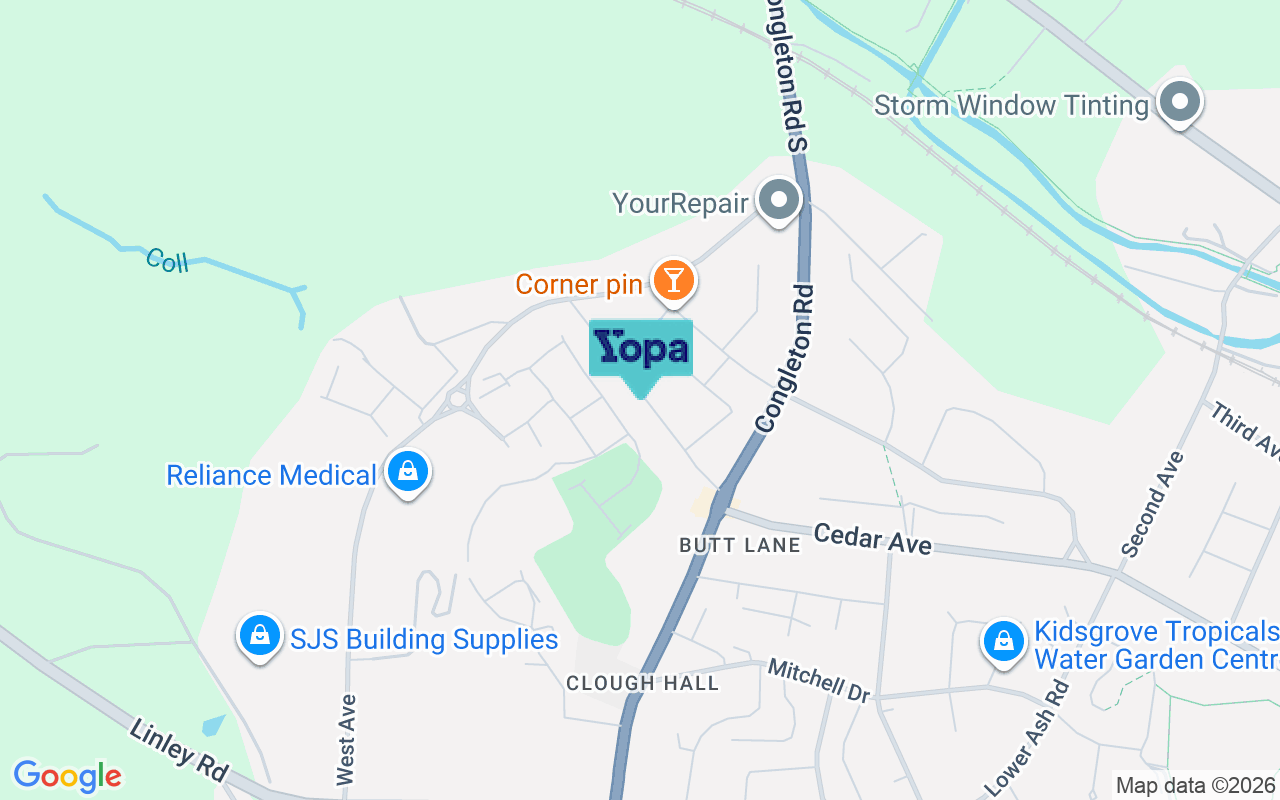 Map showing the location of ST7 1NX