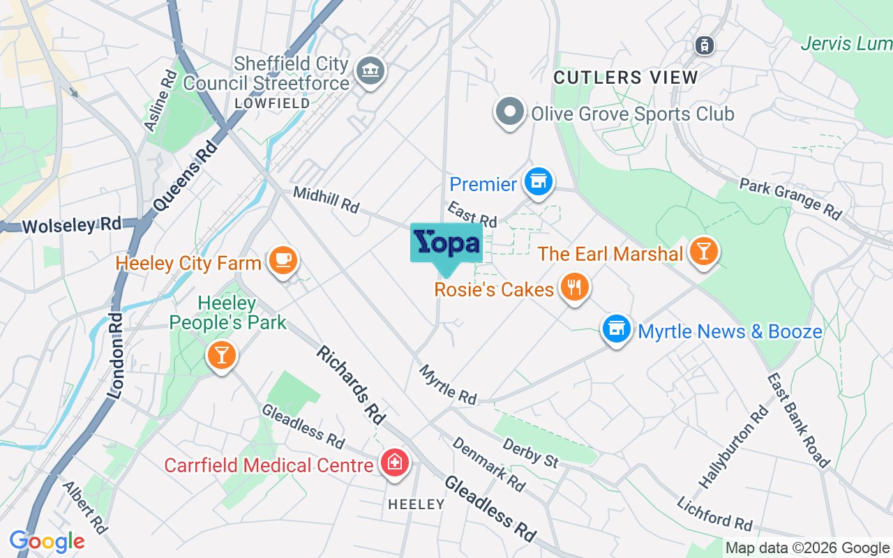Map showing the location of S2 3GL