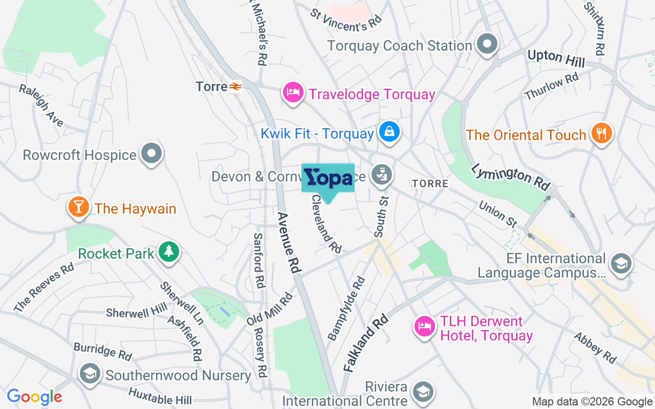 Map showing the location of TQ2 5BD