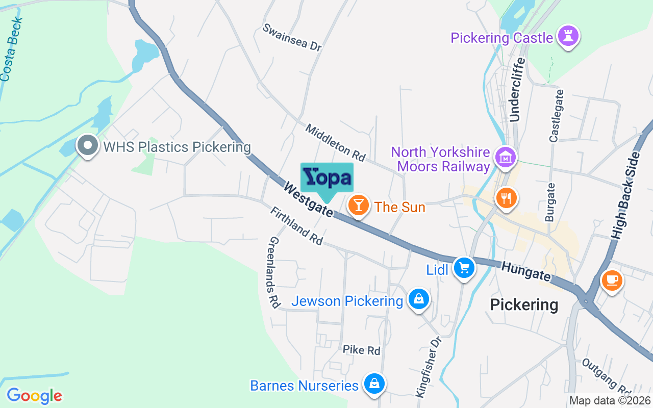 Map showing the location of YO18 8BB