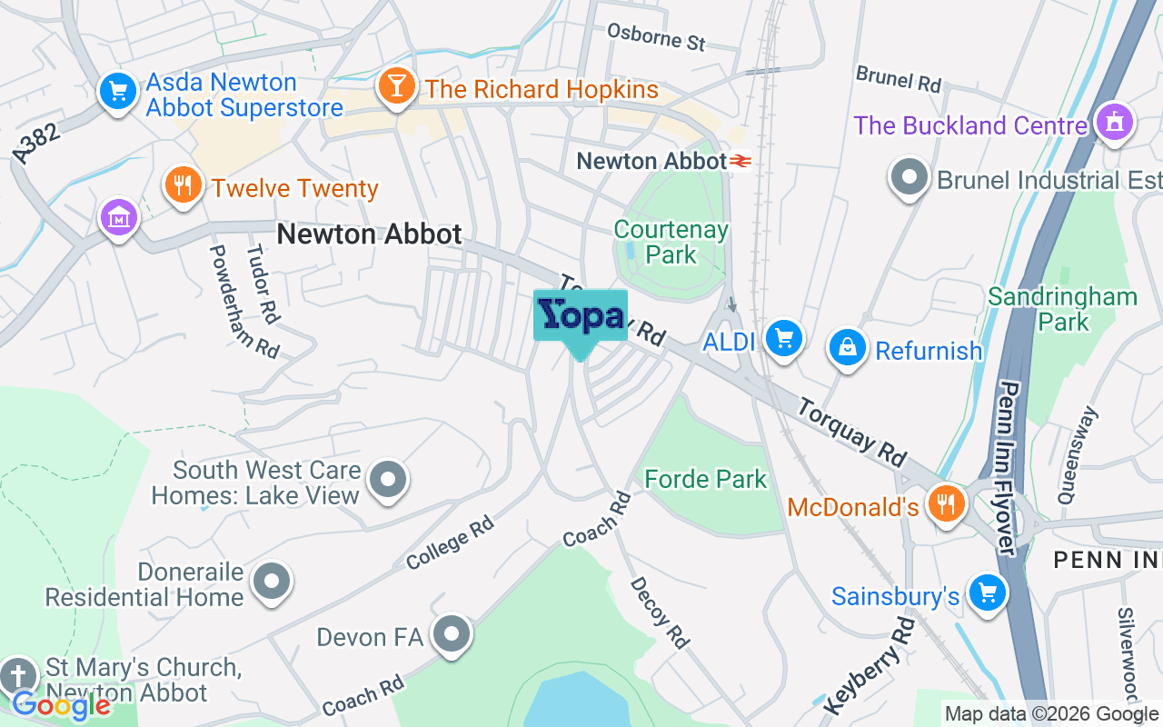 Map showing the location of TQ12 1AL