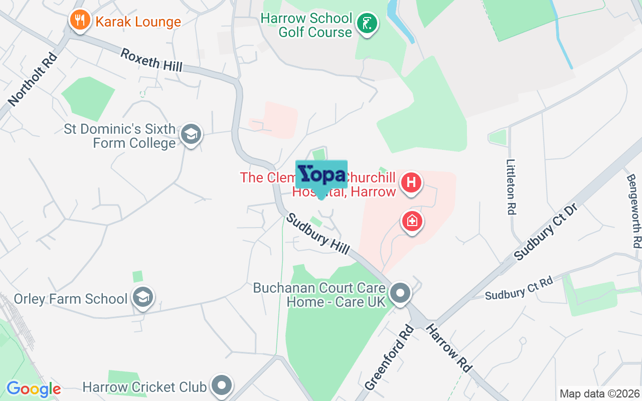 Map showing the location of HA1 3YR