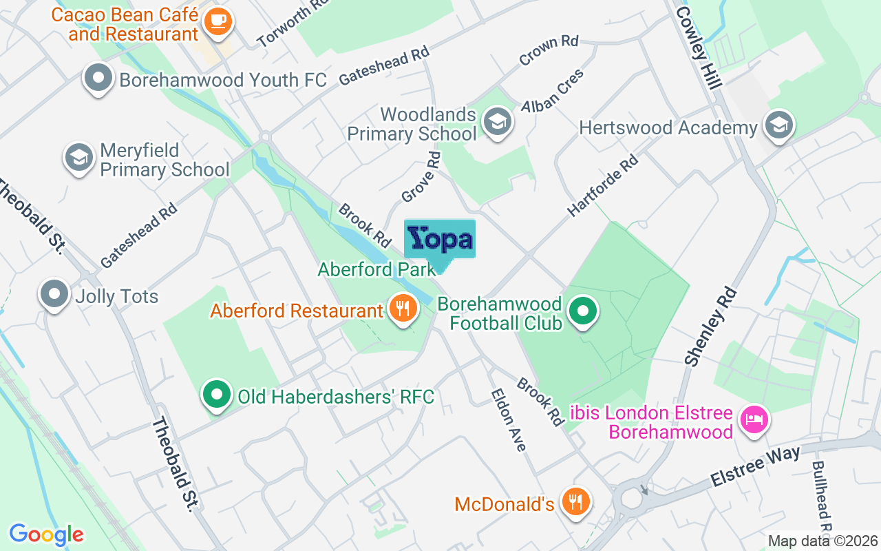 Map showing the location of WD6 5HE