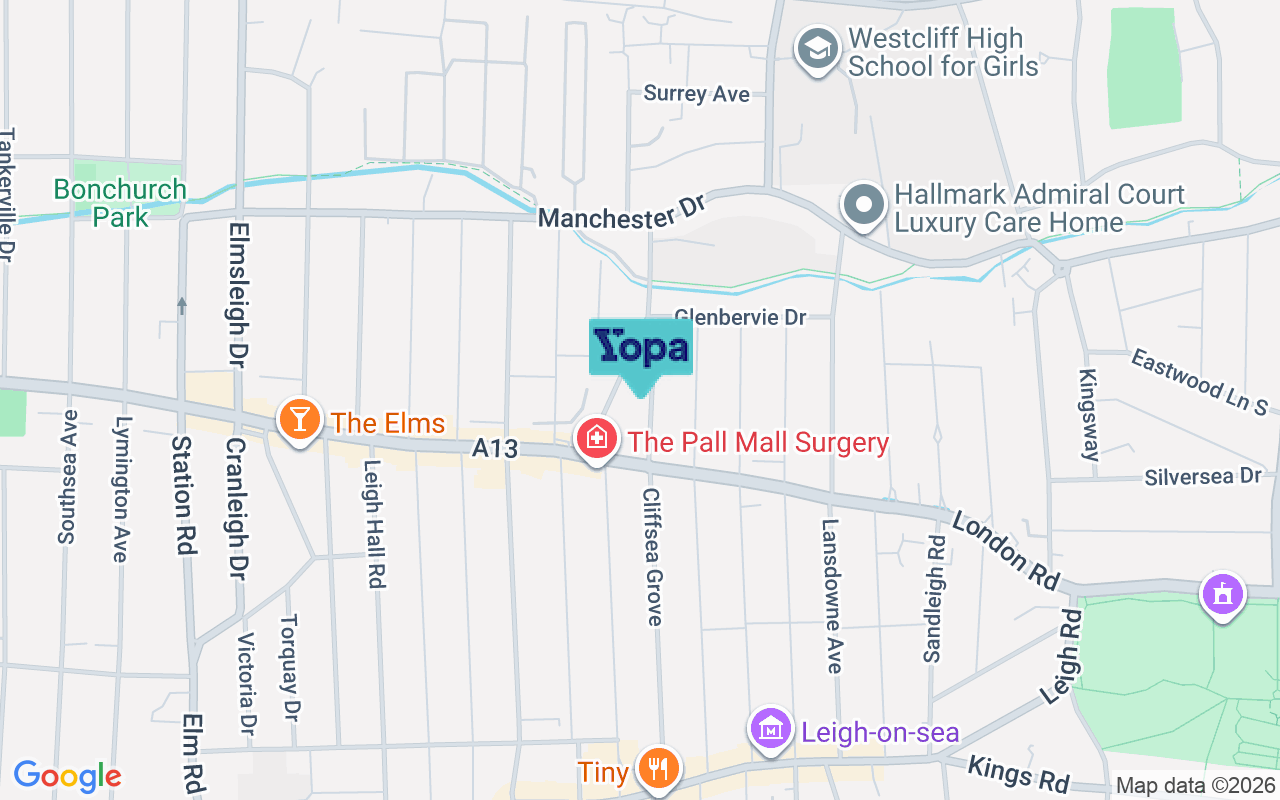 Map showing the location of SS9 3JX