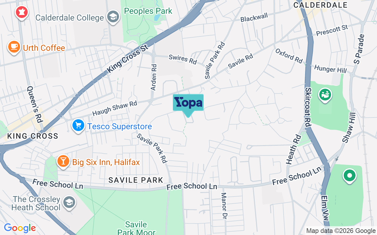 Map showing the location of HX1 2EZ
