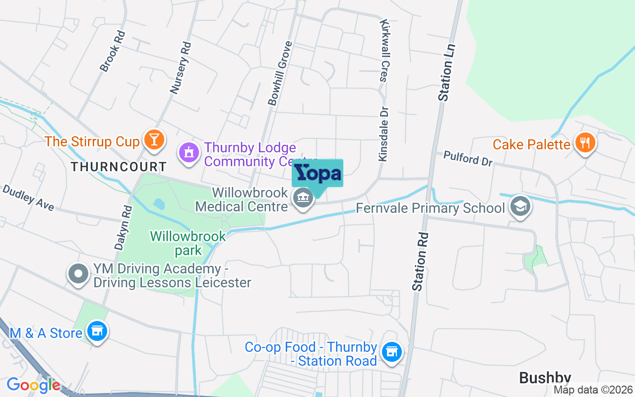 Map showing the location of LE5 2NH