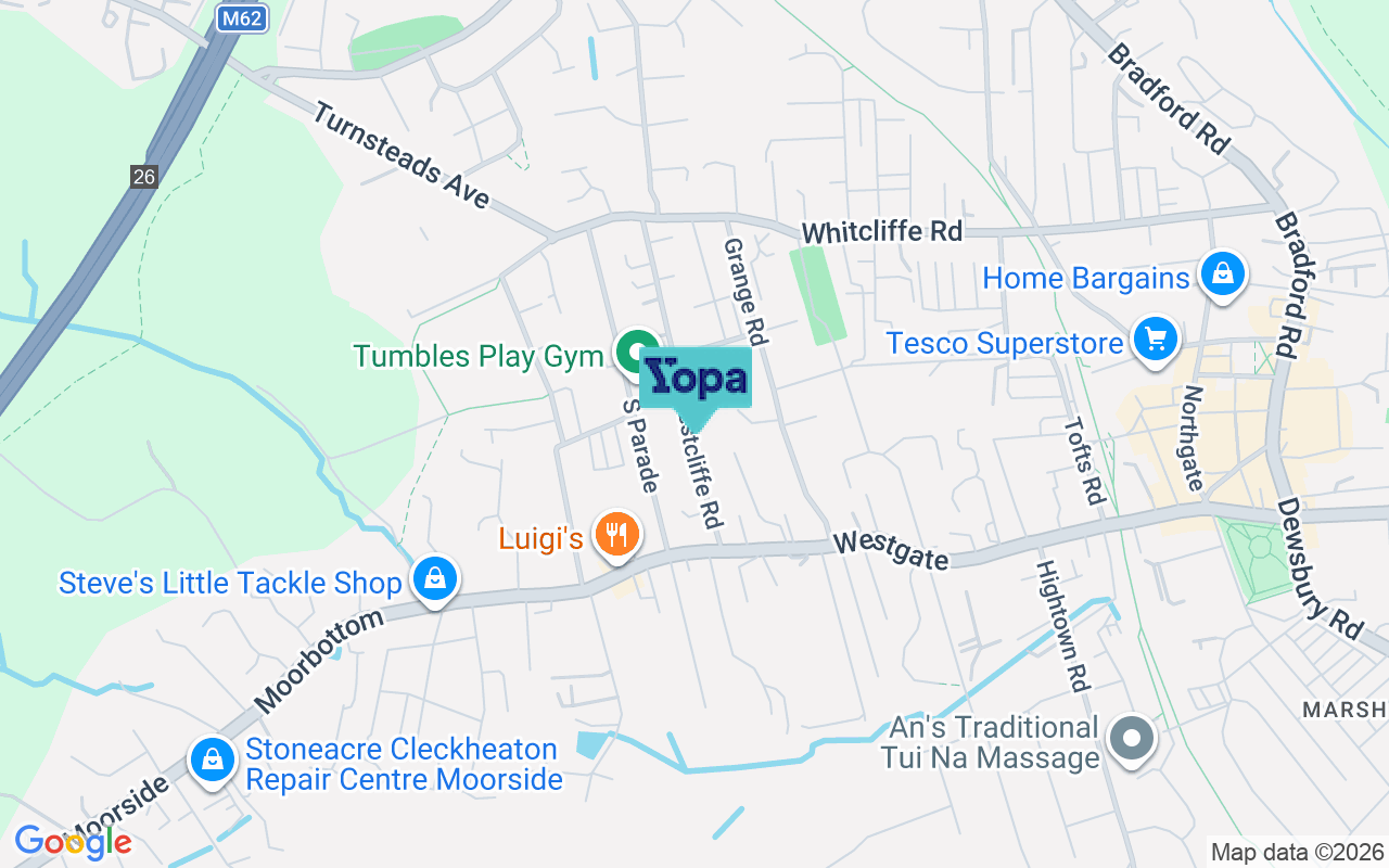 Map showing the location of BD19 3NW