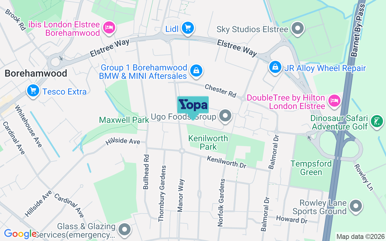 Map showing the location of WD6 1RR