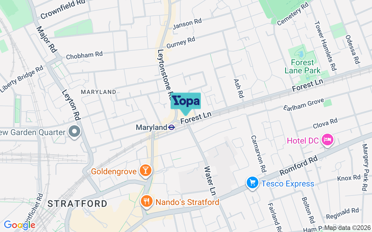 Map showing the location of E15 1HR