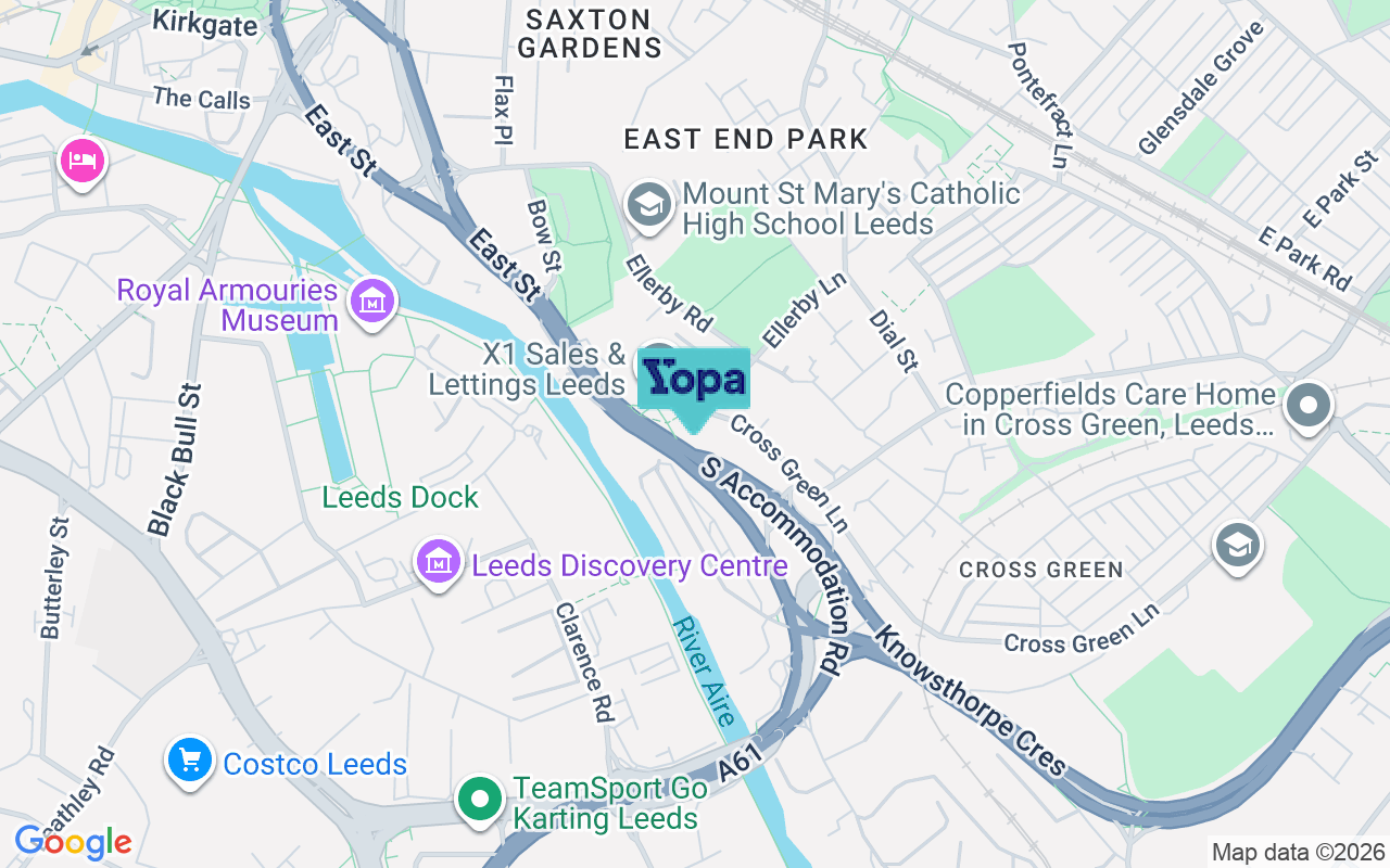 Map showing the location of LS9 8FG