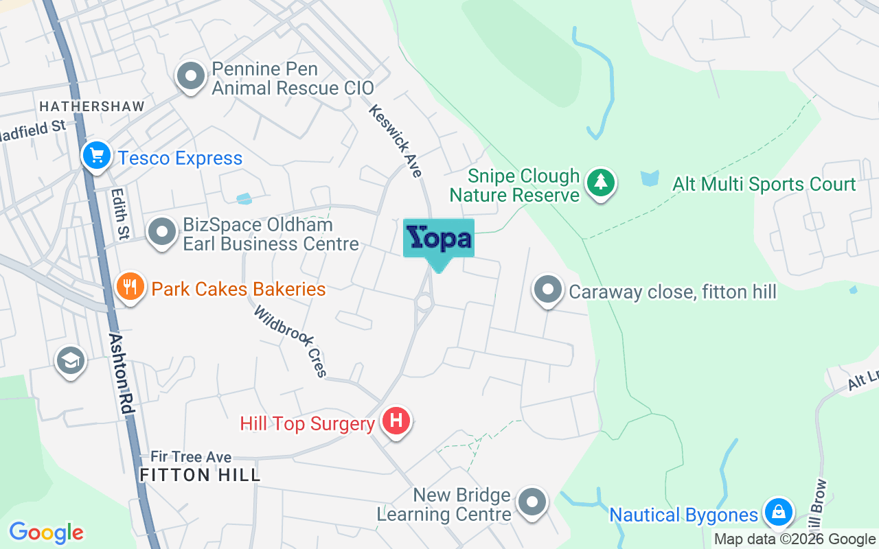 Map showing the location of OL8 2LN