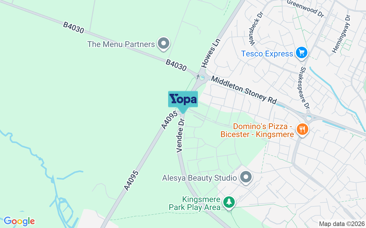 Map showing the location of OX26 1GD