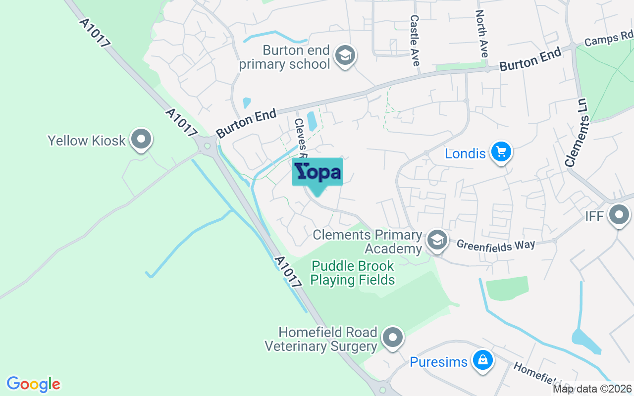 Map showing the location of CB9 9QN