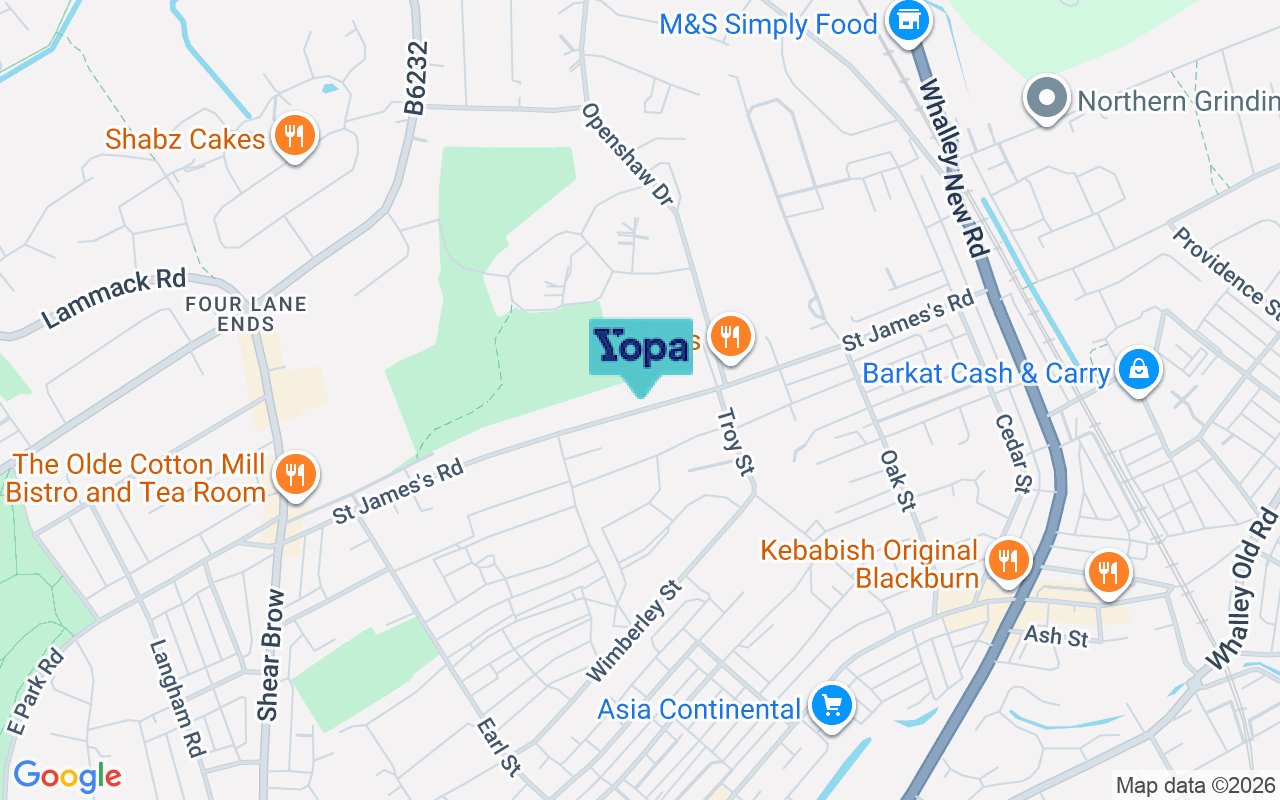 Map showing the location of BB1 8ET