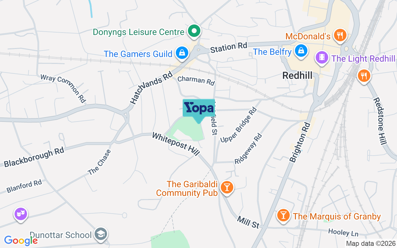 Map showing the location of RH1 6DA