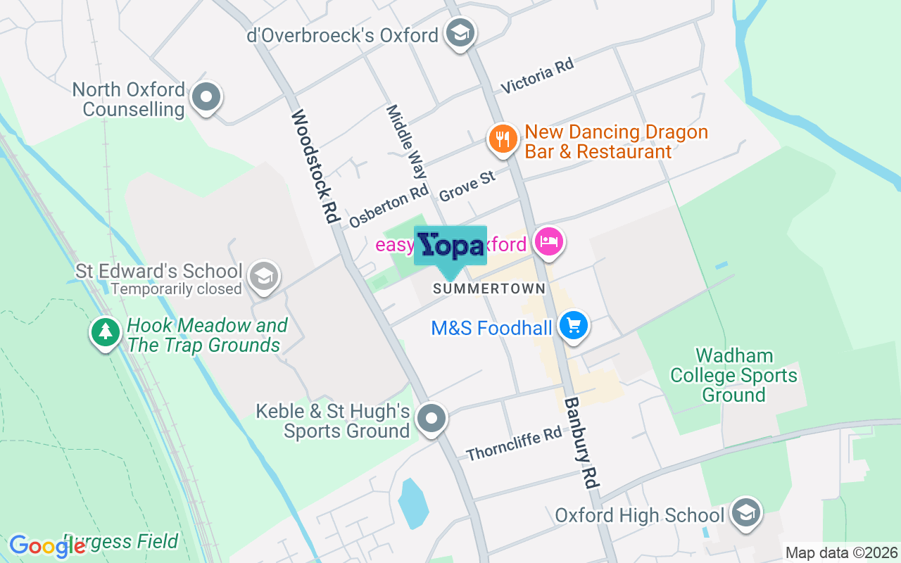 Map showing the location of OX2 7JN