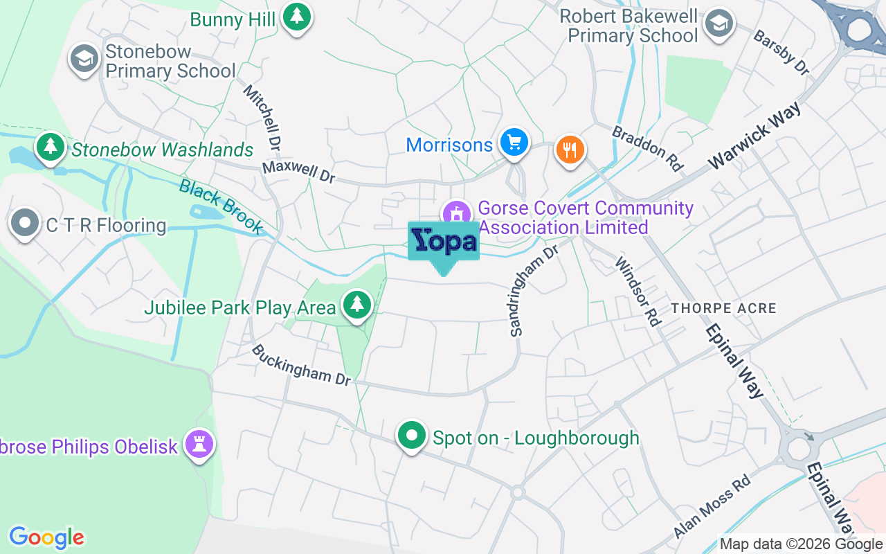 Map showing the location of LE11 4TP