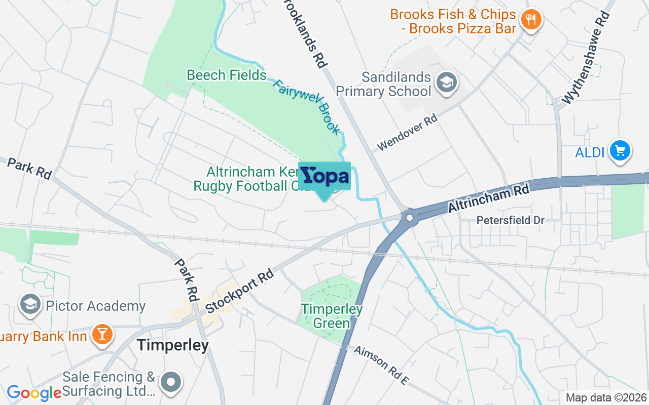 Map showing the location of WA15 6UL