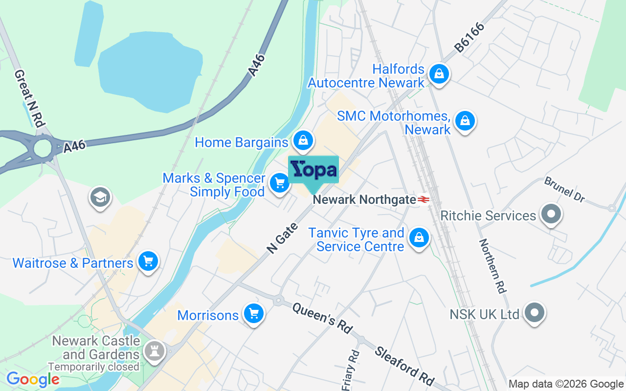 Map showing the location of NG24 1TL