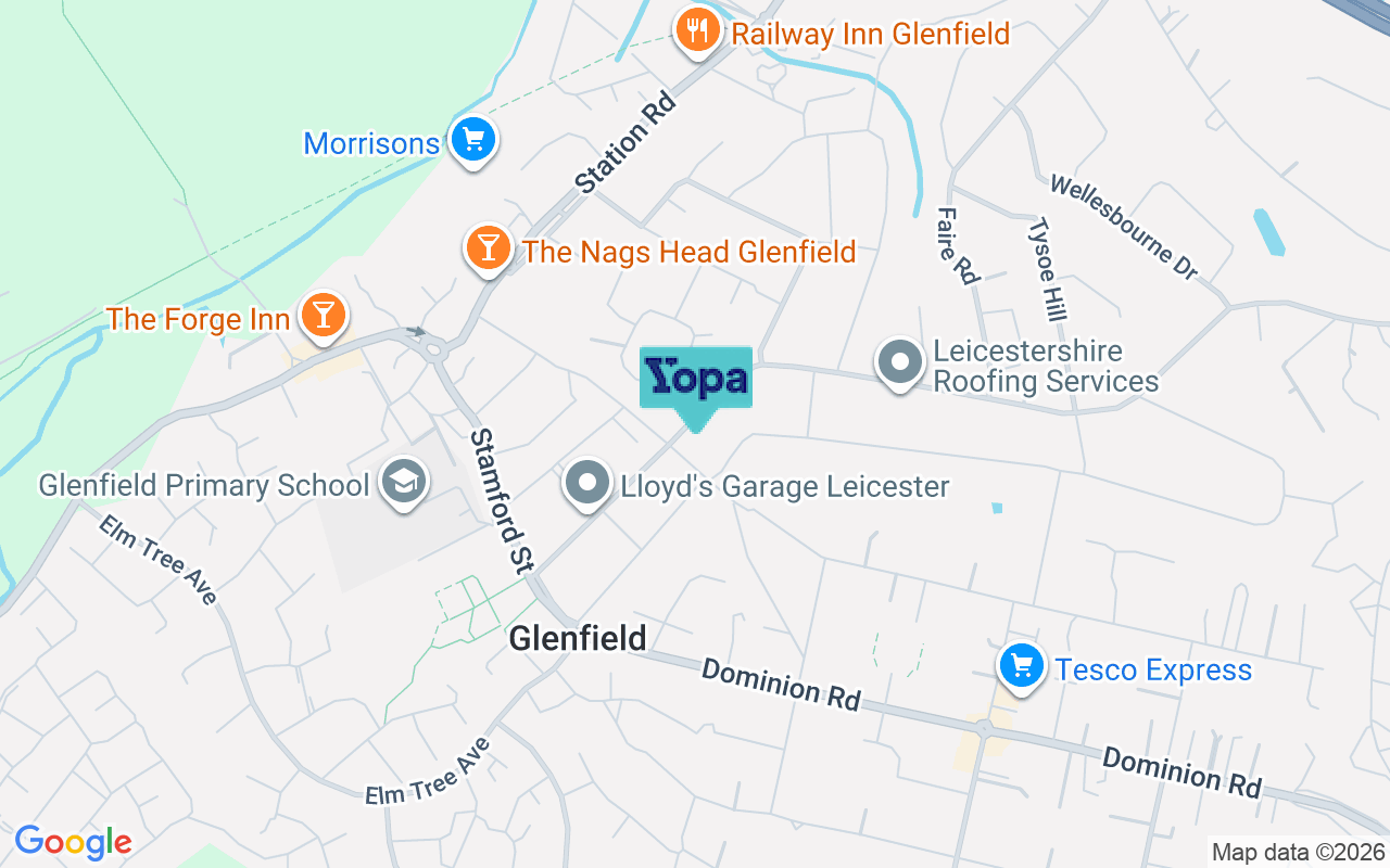 Map showing the location of LE3 8DD