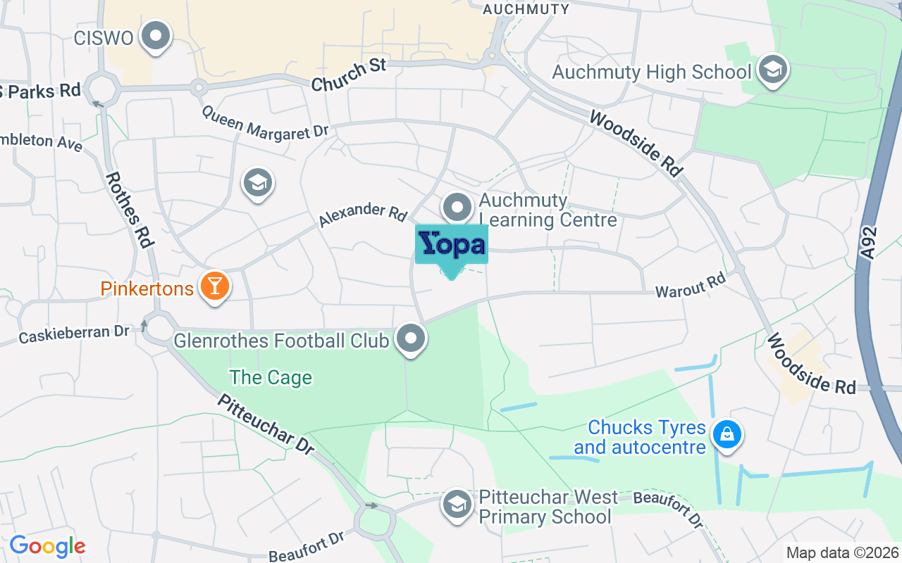 Map showing the location of KY7 4EQ